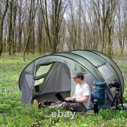 Outsunny Camping Tent Dome Pop-up Shelter with Windows for 4-5 Person Dark Green