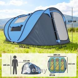 Outsunny Camping Tent Dome Pop-up Tent with Windows for 3 Person Sky Blue