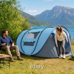 Outsunny Camping Tent Dome Pop-up Tent with Windows for 3 Person Sky Blue
