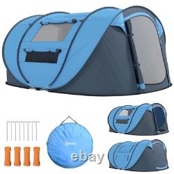 Outsunny Camping Tent Dome Pop-up Tent with Windows for 3 Person Sky Blue