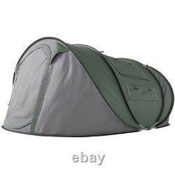 Outsunny Camping Tent Dome Pop-up Tent with Windows for 4-5 Person Dark Green