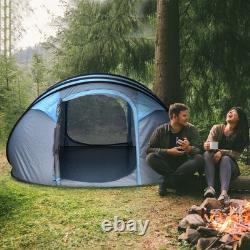 Outsunny Camping Tent Dome Pop-up Tent with Windows for 4-5 Person Sky Blue