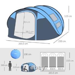 Outsunny Camping Tent Dome Pop-up Tent with Windows for 4-5 Person Sky Blue