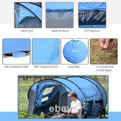 Outsunny Camping Tent Dome Pop-up Tent with Windows for 4-5 Person Sky Blue