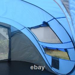 Outsunny Camping Tent Dome Pop-up Tent with Windows for 4-5 Person Sky Blue