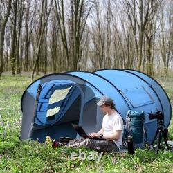 Outsunny Camping Tent Dome Pop-up Tent with Windows for 4-5 Person Sky Blue