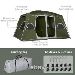 Outsunny Camping Tent, Family Tent 4-8 Person 2 Room, with Large Mesh Windows
