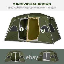 Outsunny Camping Tent, Family Tent 4-8 Person 2 Room, with Large Mesh Windows, E