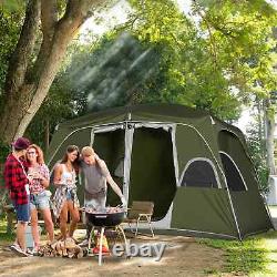 Outsunny Camping Tent, Family Tent 4-8 Person 2 Room, with Large Mesh Windows, E