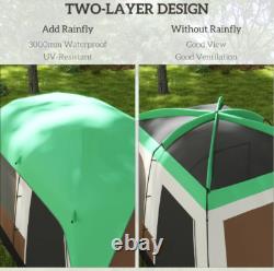 Outsunny Camping Tent with 3000mm Waterproof Rainfly and Screen Panels Green