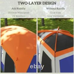 Outsunny Camping Tent with 3000mm Waterproof Rainfly and Screen Panels, Orange