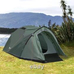 Outsunny Dome Tent for 3-4 Person Family Tent with Large Windows Waterproof Gree