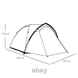 Outsunny Dome Tent for 3-4 Person Family Tent with Large Windows Waterproof Gree