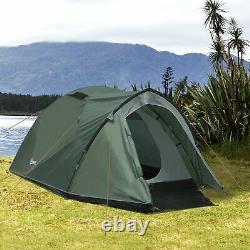 Outsunny Dome Tent for 3-4 Person Family Tent with Large Windows Waterproof Gree