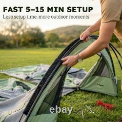 Outsunny Family Camping Tent Waterproof Tunnel Tent 4 Person Green