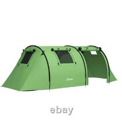 Outsunny Four Man Duo Room Tunnel Tent with Camping Hiking Accessories Green New Outsunny Four Man Duo Room Tunnel Tent with Camping Hiking Accessories Green New