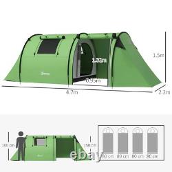 Outsunny Four Man Duo Room Tunnel Tent with Camping Hiking Accessories Green New Outsunny Four Man Duo Room Tunnel Tent with Camping Hiking Accessories Green New