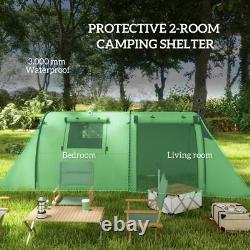 Outsunny Four Man Duo Room Tunnel Tent with Camping Hiking Accessories Green New Outsunny Four Man Duo Room Tunnel Tent with Camping Hiking Accessories Green New