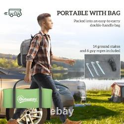Outsunny Four Man Duo Room Tunnel Tent with Camping Hiking Accessories Green New Outsunny Four Man Duo Room Tunnel Tent with Camping Hiking Accessories Green New