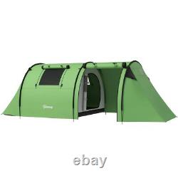 Outsunny Four Man Duo Room Tunnel Tent with Camping Hiking Accessories Green New Outsunny Four Man Duo Room Tunnel Tent with Camping Hiking Accessories Green New