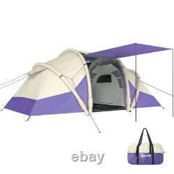 Outsunny Inflatable Camping Blow Up Tent Tunnel Design for 4 Person, Purple