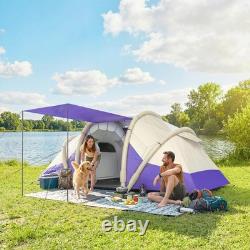 Outsunny Inflatable Camping Blow Up Tent Tunnel Design for 4 Person, Purple