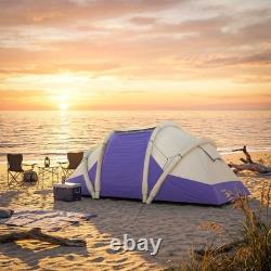 Outsunny Inflatable Camping Blow Up Tent Tunnel Design for 4 Person, Purple
