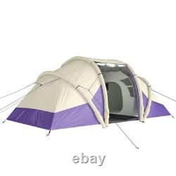 Outsunny Inflatable Camping Blow Up Tent Tunnel Design for 4 Person, Purple