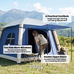 Outsunny Inflatable Camping Tent Hand Pump 2 Man Blackout Tent, Dark Blue