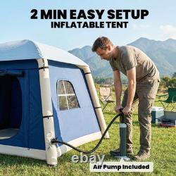 Outsunny Inflatable Camping Tent Hand Pump 2 Man Blackout Tent, Dark Blue