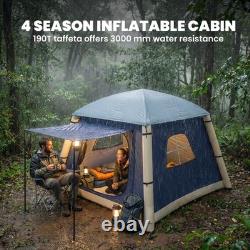 Outsunny Inflatable Camping Tent Hand Pump 2 Man Blackout Tent, Dark Blue