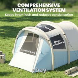 Outsunny Inflatable Camping Tent with Air Pump, 2-3 Person Blow Up Tent, Blue