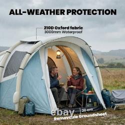 Outsunny Inflatable Camping Tent with Air Pump, 2-3 Person Blow Up Tent, Blue