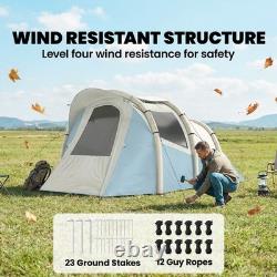 Outsunny Inflatable Camping Tent with Air Pump, 2-3 Person Blow Up Tent, Blue