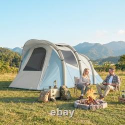 Outsunny Inflatable Camping Tent with Air Pump, 2-3 Person Blow Up Tent, Blue