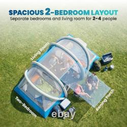 Outsunny Inflatable Tent with Air Pump Tunnel Design for 4 Person, Sky Blue