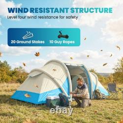 Outsunny Inflatable Tent with Air Pump Tunnel Design for 4 Person, Sky Blue