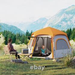 Outsunny Instant Camping Tent, 4 Person Easy Setup Dome Tent, Light Grey
