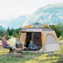 Outsunny Instant Camping Tent, 4 Person Easy Setup Dome Tent, Light Grey