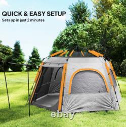 Outsunny Instant Camping Tent, 4 Person Easy Setup Dome Tent, Light Grey