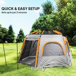 Outsunny Instant Camping Tent, 4 Person Easy Setup Dome Tent, Light Grey