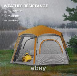 Outsunny Instant Camping Tent, 4 Person Easy Setup Dome Tent, Light Grey