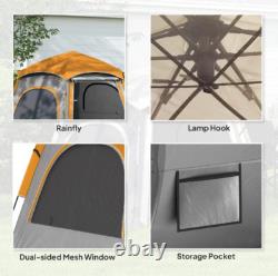 Outsunny Instant Camping Tent, 4 Person Easy Setup Dome Tent, Light Grey