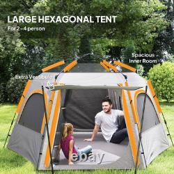 Outsunny Instant Camping Tent, 4 Person Easy Setup Dome Tent, Light Grey