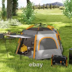 Outsunny Instant Camping Tent, 4 Person Easy Setup Dome Tent, Light Grey