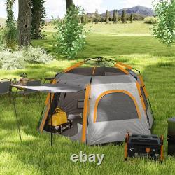 Outsunny Instant Camping Tent, 4 Person Easy Setup Dome Tent, Light Grey
