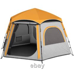 Outsunny Instant Camping Tent, 4 Person Easy Setup Dome Tent, Light Grey