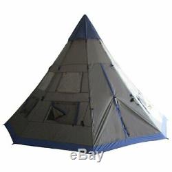 Outsunny Large 6-Person Metal Teepee Camping Tent with Weather Protection