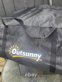Outsunny Large Camping Tent with 3 Bedrooms, Living Area, and Porch for 6-9 Men