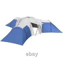 Outsunny Large Tunnel Tent with 3 Bedroom, Living Area and Porch, Blue